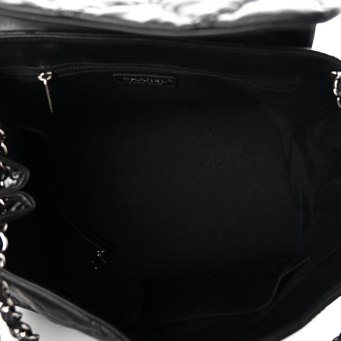 Calfskin Double Stitch Large Hamptons Flap Bag Black