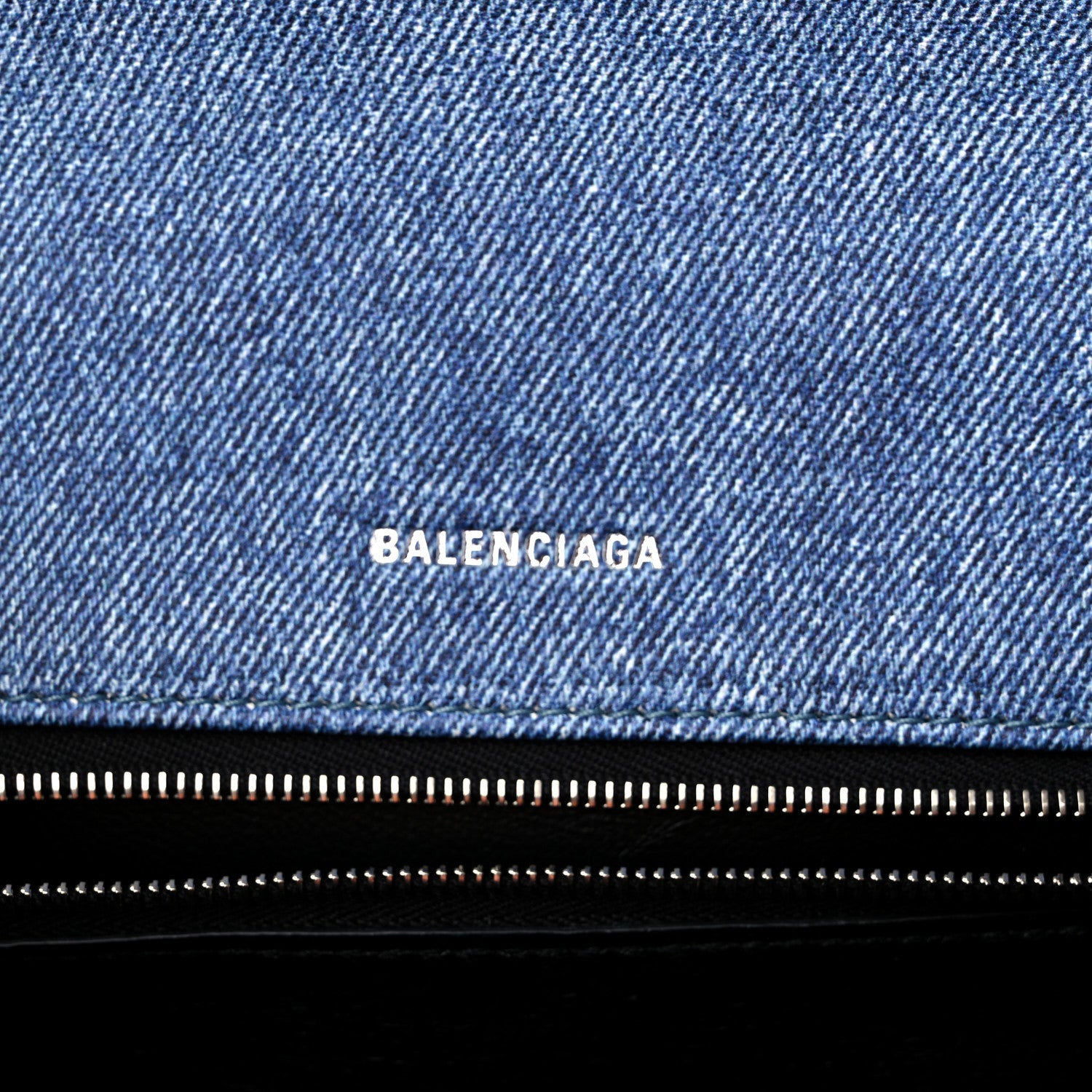 Balenciaga Nappa Denim Printed Small Hourglass Top Handle Bag Denim Blue 7 of 13