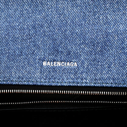 Balenciaga Nappa Denim Printed Small Hourglass Top Handle Bag Denim Blue 7 of 13