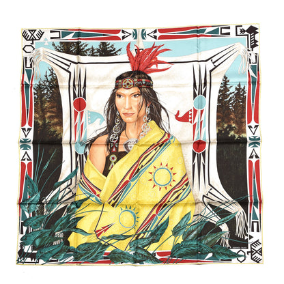 Hermes Silk Wako Ni Scarf 90 Jaune Vert Rouge 1 of 5