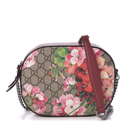 Gucci GG Supreme Monogram Blooms Mini Chain Shoulder Bag Beige Multicolor Dry Rose 1 of 11