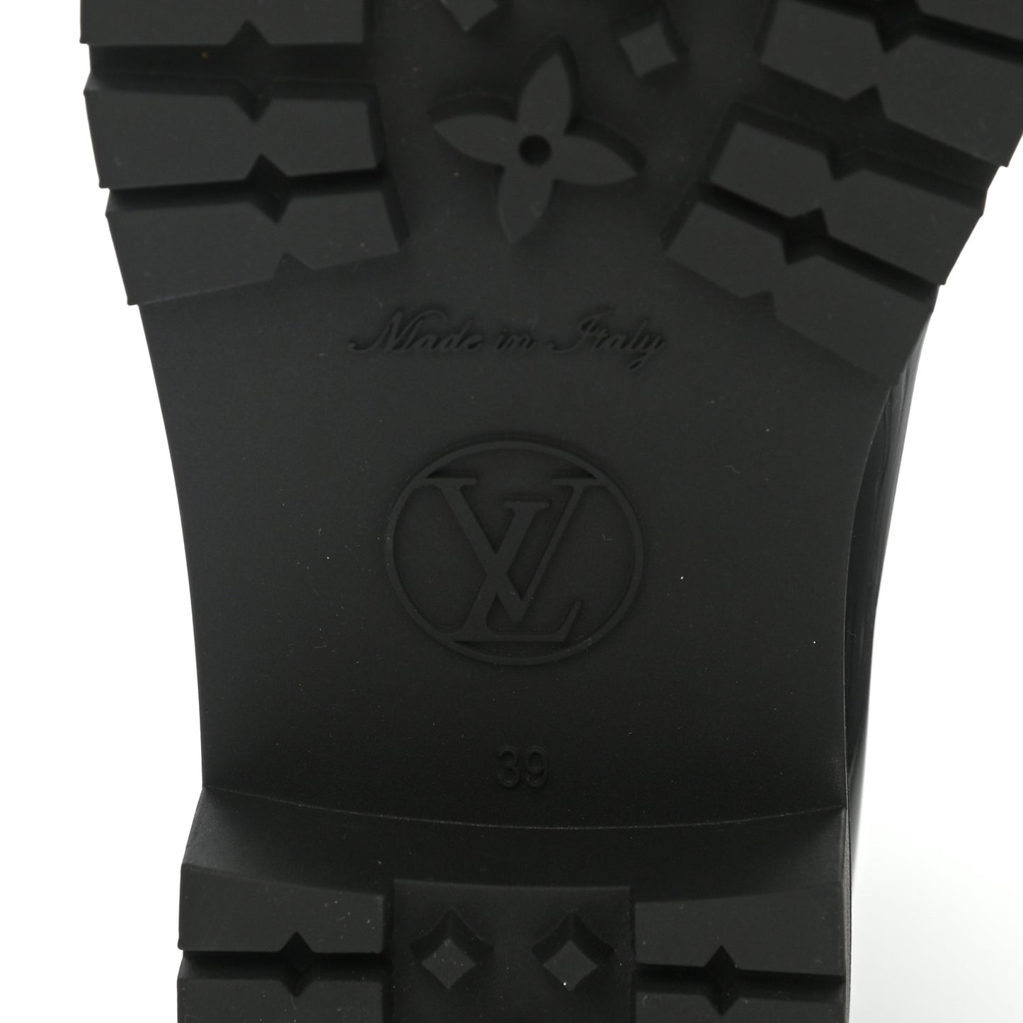Rubber Embossed Monogram Drops Flat Half Boots 39 Black