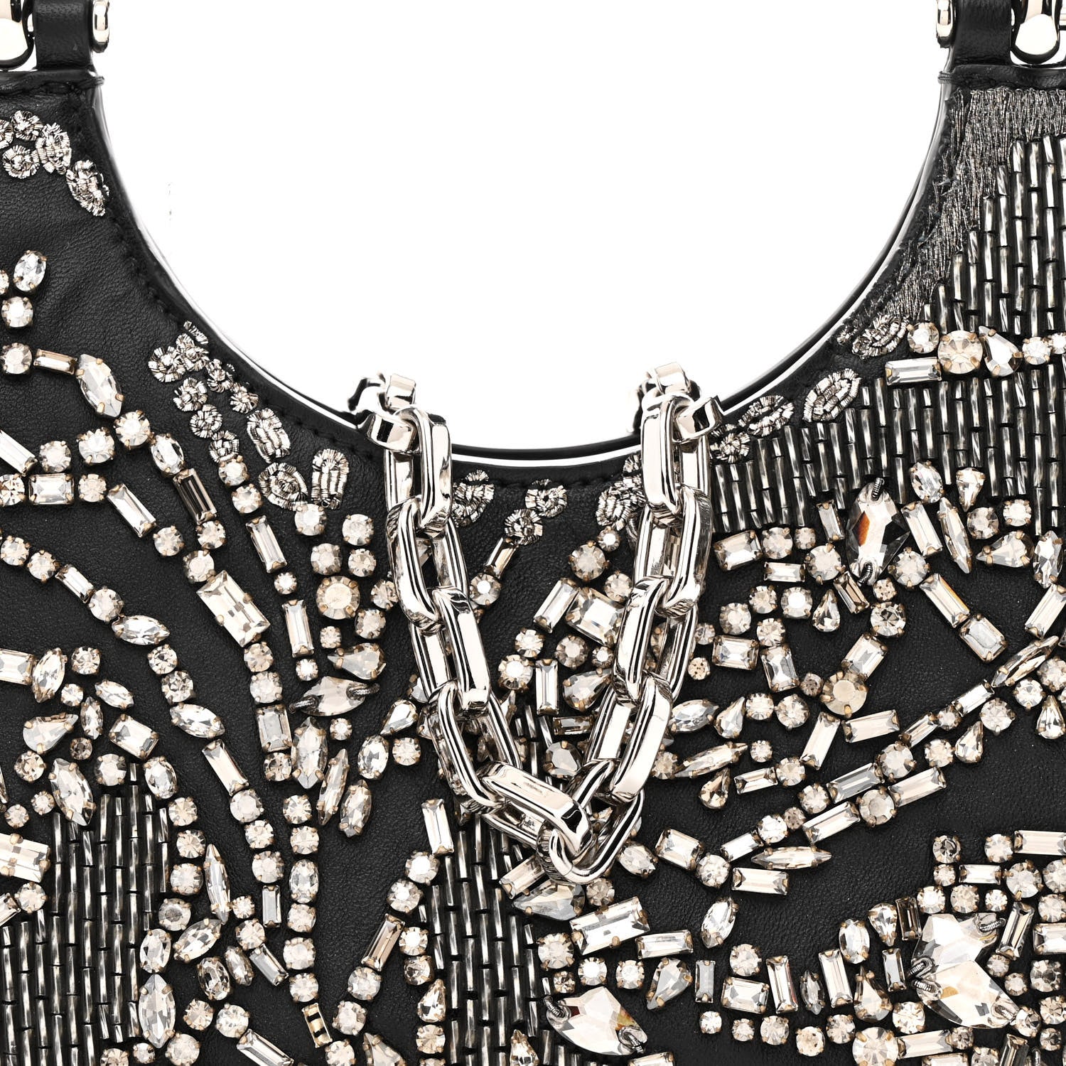 Alexander McQueen Lambskin Embellished Crystal Mini T-Bar Bag Black 7 of 10