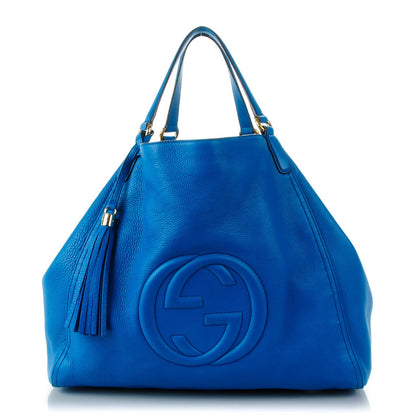 Gucci Pebbled Calfskin Large Soho Shoulder Bag Riviera Blue 1 of 7