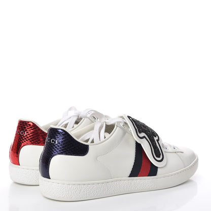 Gucci Calfskin Ayers Crystal Panther Embroidered Womens Ace Sneakers 39 White 4 of 9