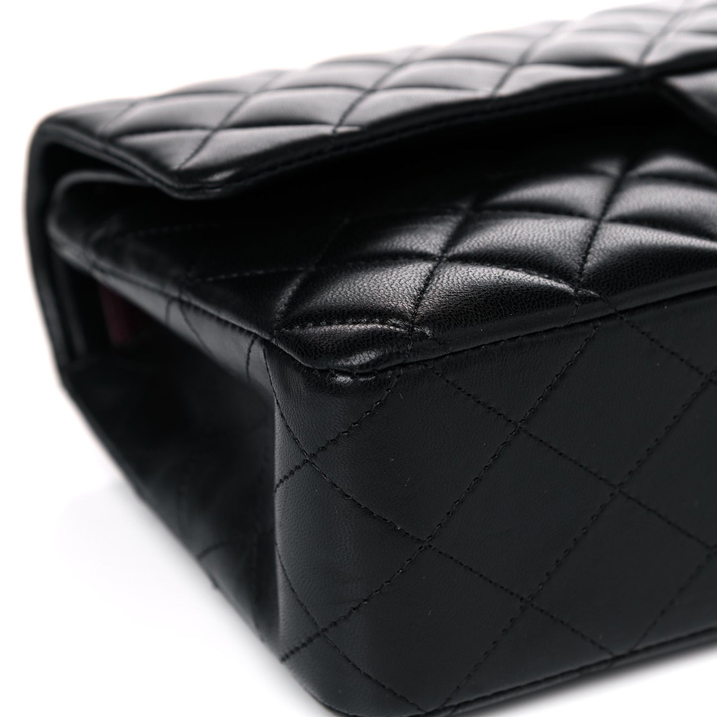 Lambskin Quilted Medium Double Flap Black