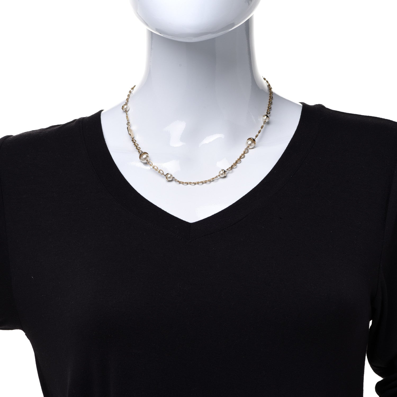 Christian Dior Pearl Mise En Dior Necklace Gold 2 of 6