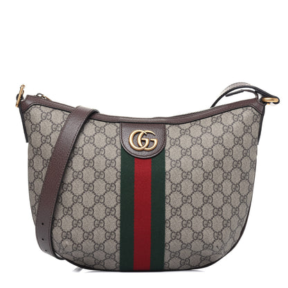 Gucci GG Supreme Monogram Web Small Ophidia Half Moon Hobo Brown 1 of 11