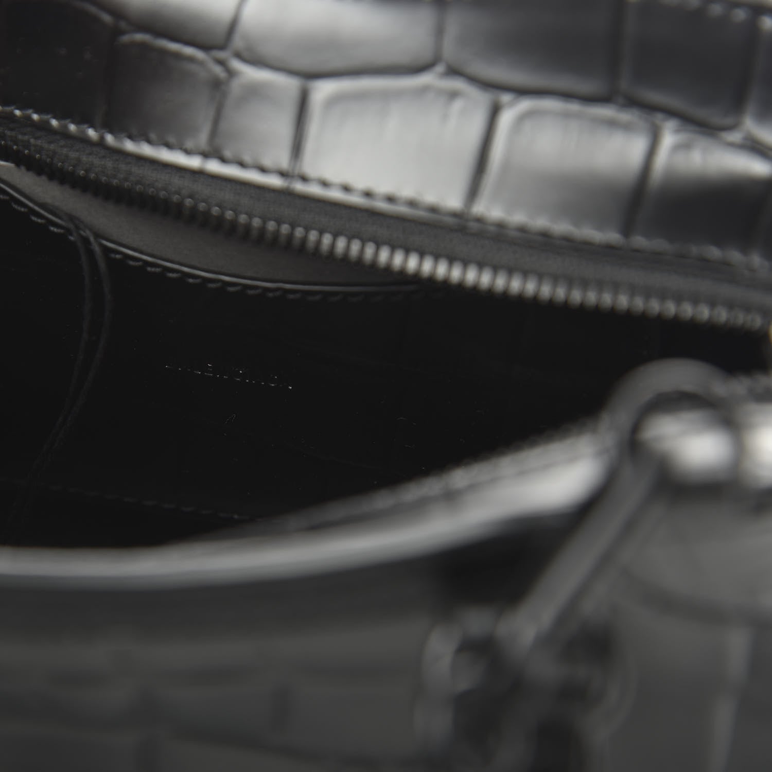 Balenciaga Semi Shiny Calfskin Crocodile Embossed Neo Classic Black Hardware Mini City Black 8 of 8