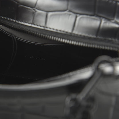 Balenciaga Semi Shiny Calfskin Crocodile Embossed Neo Classic Black Hardware Mini City Black 8 of 8