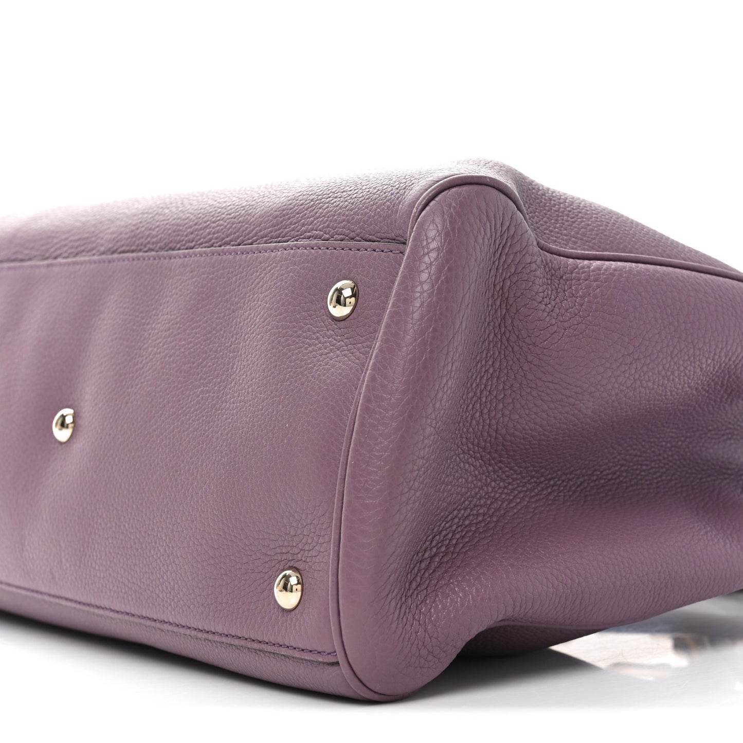 Pebbled Calfskin Medium Bamboo Shopper Tote Purple