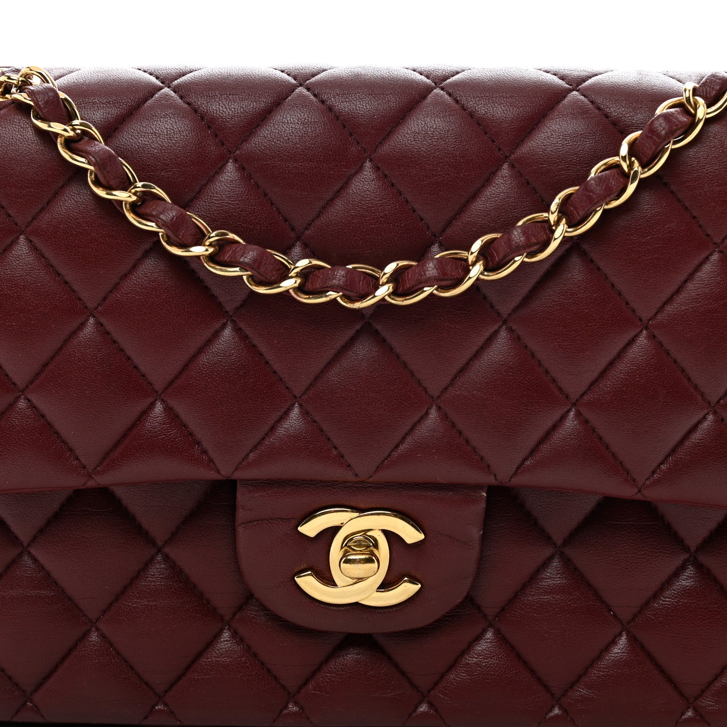Chanel Lambskin Quilted Medium Double Flap Burgundy 5 of 13