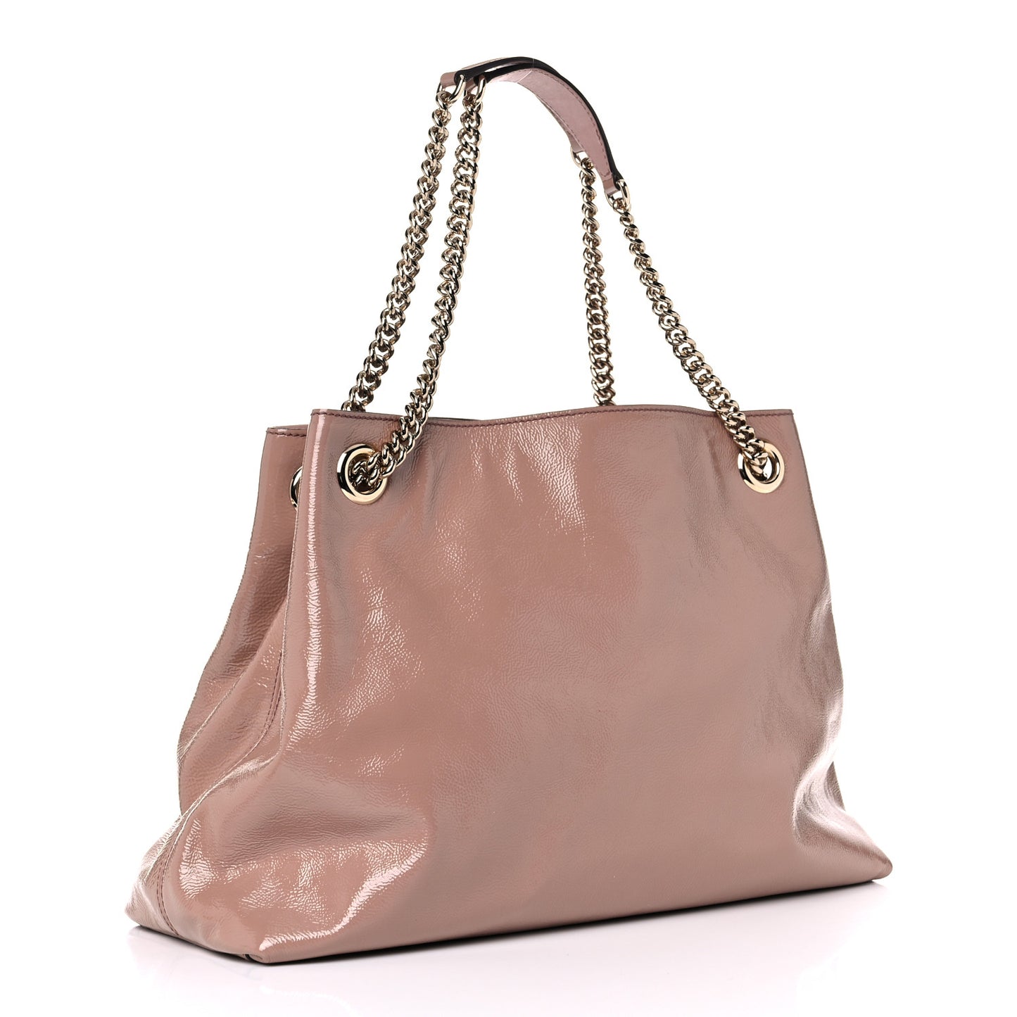 Patent Medium Soho Chain Shoulder Bag Dark Cipria