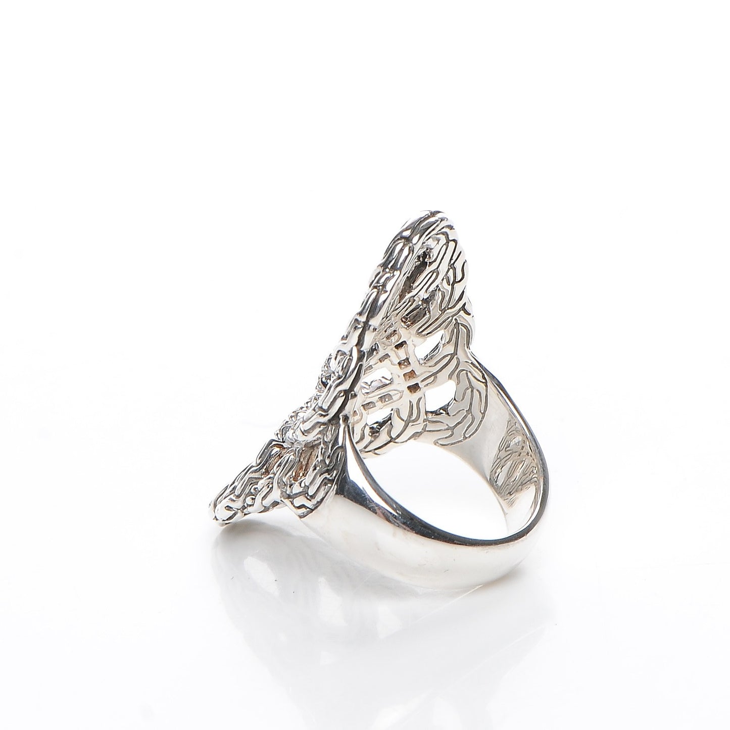 Sterling Silver Diamond Classic Chain Braided Saddle Ring 54 7