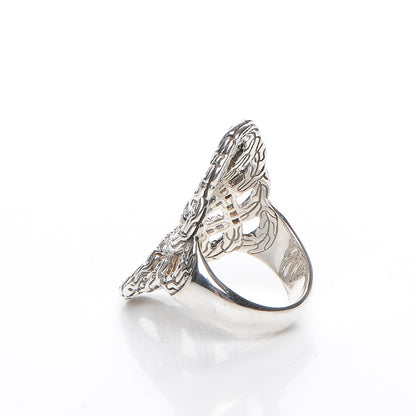 John Hardy Sterling Silver Diamond Classic Chain Braided Saddle Ring 54 7 3 of 4