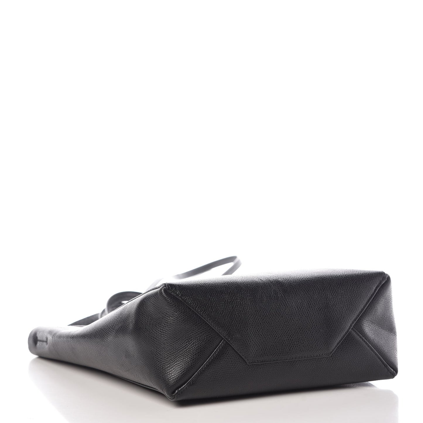 Grained Calfskin Small Vertical Cabas Black