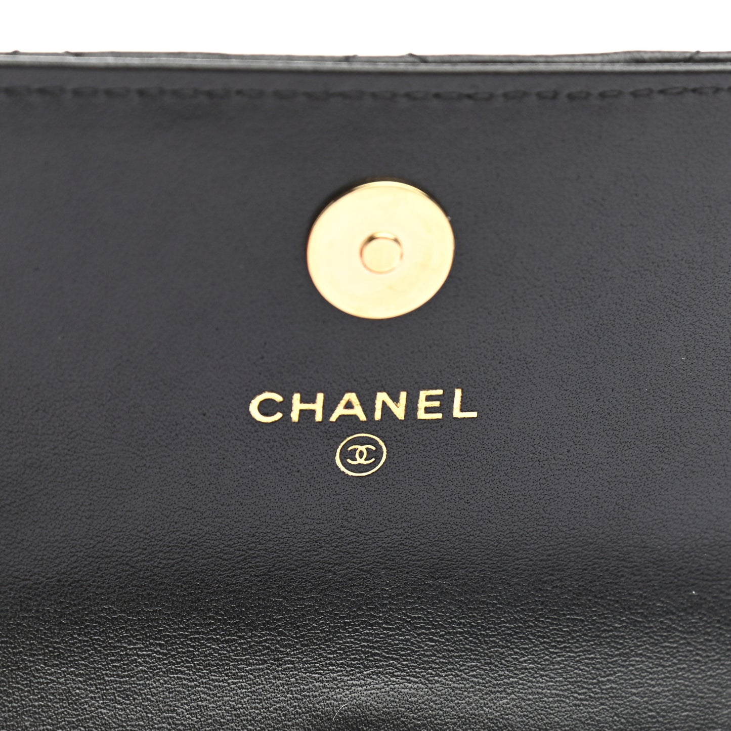 Lambskin Quilted CC Hook Card Holder Black