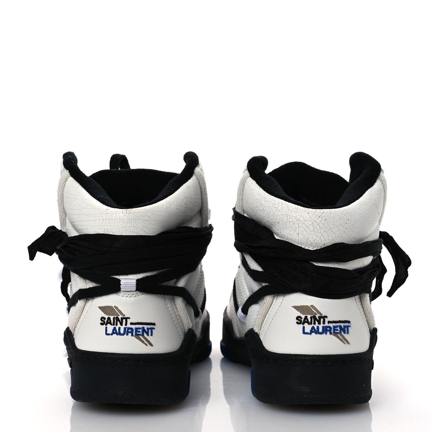 Crackled Calfskin Mens Cure 05 High Top Sneakers 45 White Black