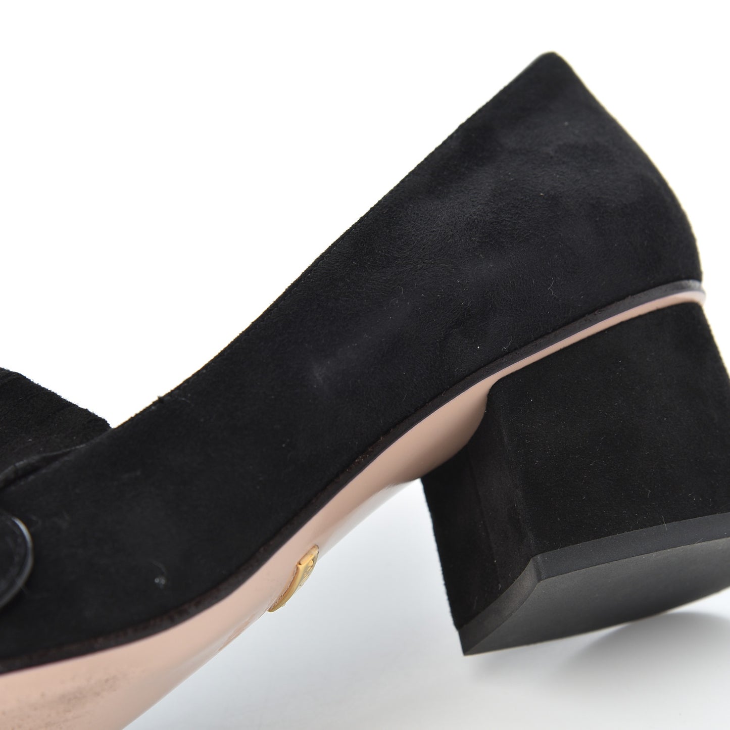 Kid Scamosciato GG Marmont Fringe 50mm Loafer Pumps 36.5 Black