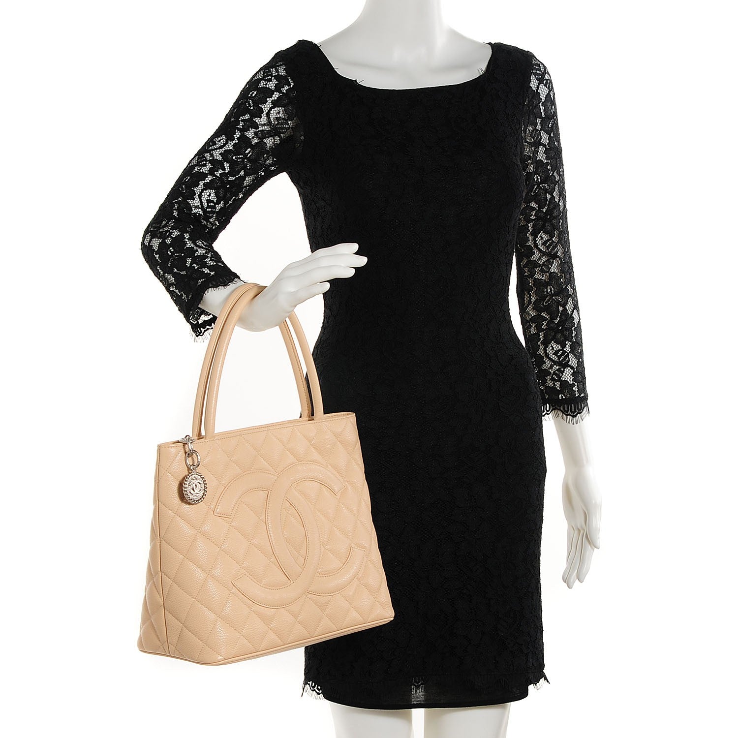 Chanel Caviar Quilted Medallion Tote Light Beige 2 of 8