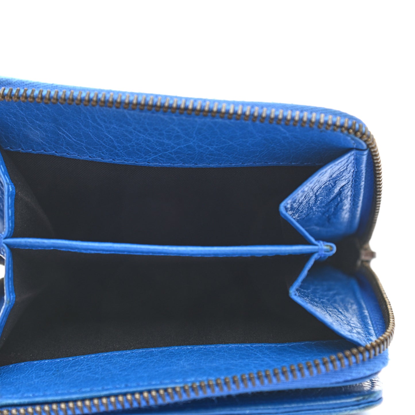Agneau Classic Hardware Bill Fold Zip Wallet Bleu Lazuli