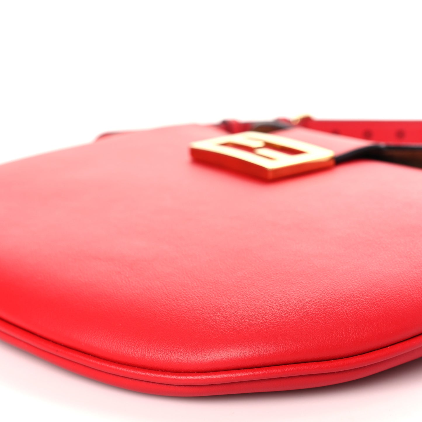 Vitello Grace Suede Small Croissant Hobo Rosso Cardinale