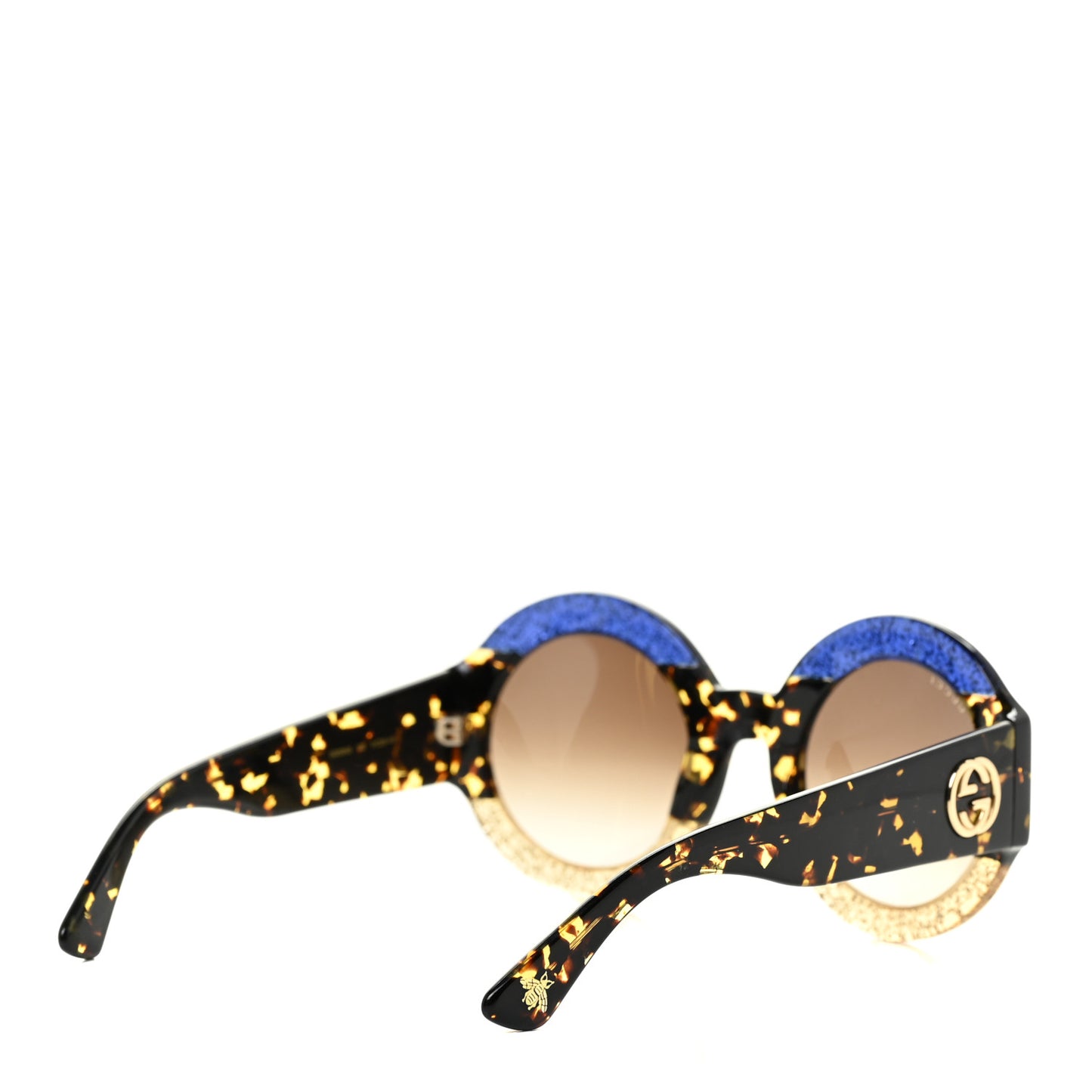 Acetate Round GG0084S Sunglasses Glitter Blue Multi