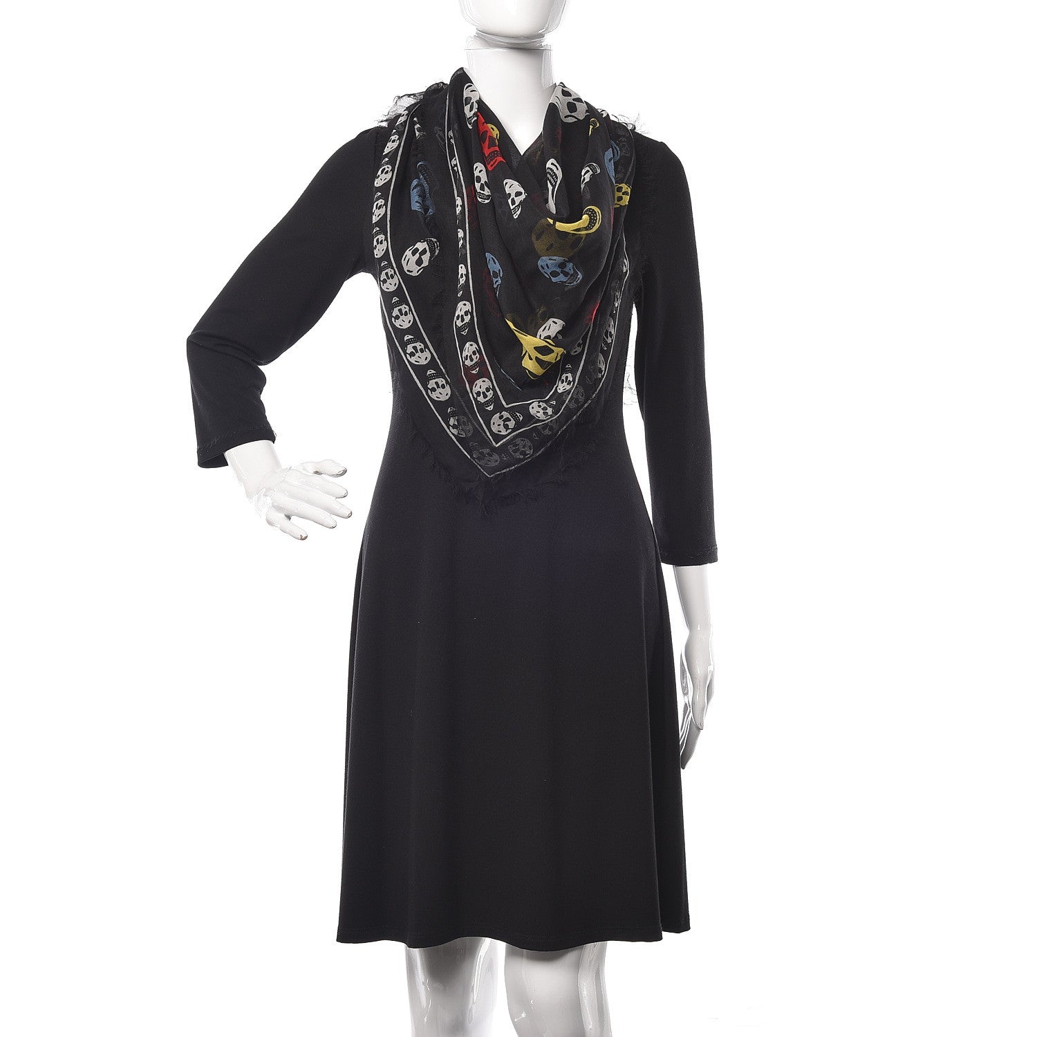 Alexander McQueen Silk Chiffon Skull Scarf Black Multicolor 2 of 4
