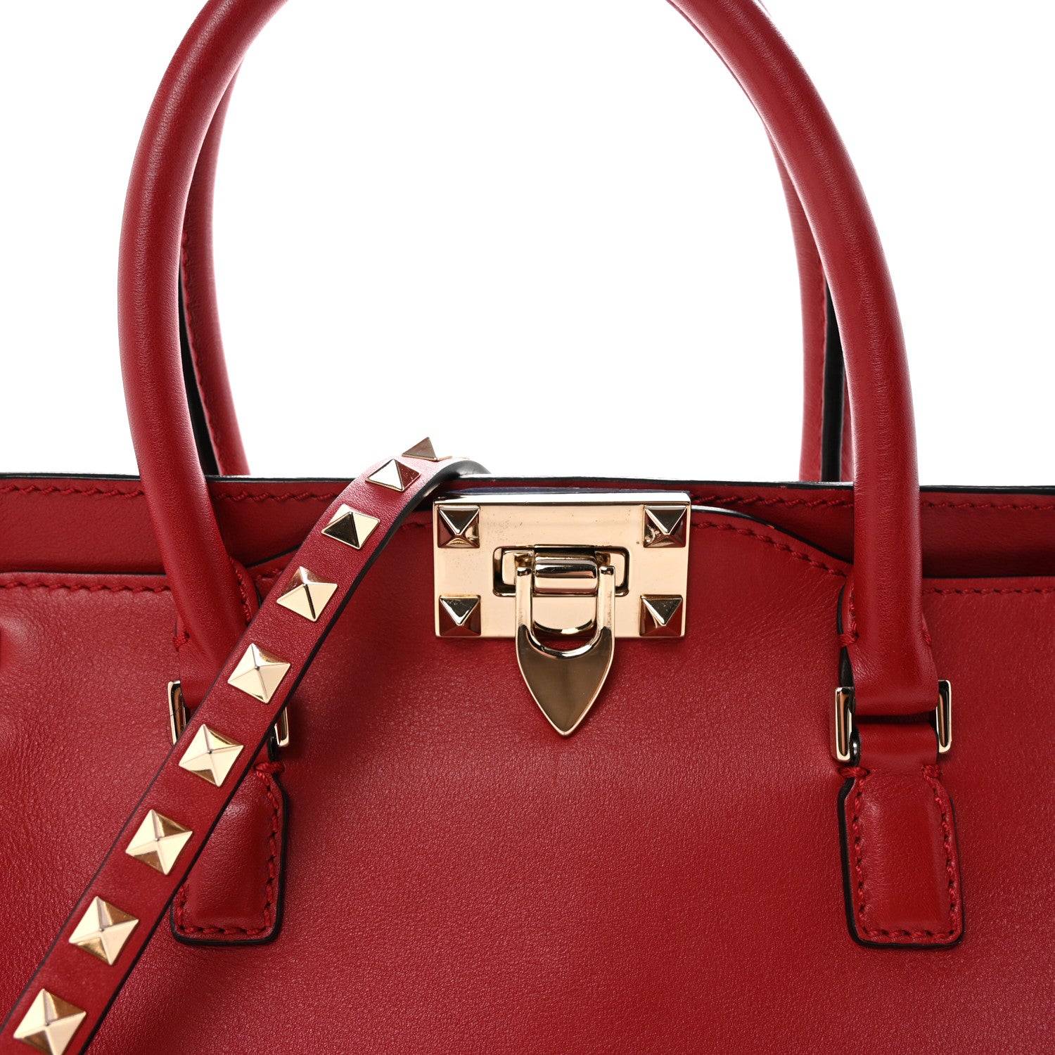 Valentino Garavani Vitello Small Rockstud Double Handle Tote Rosso Valentino 7 of 9