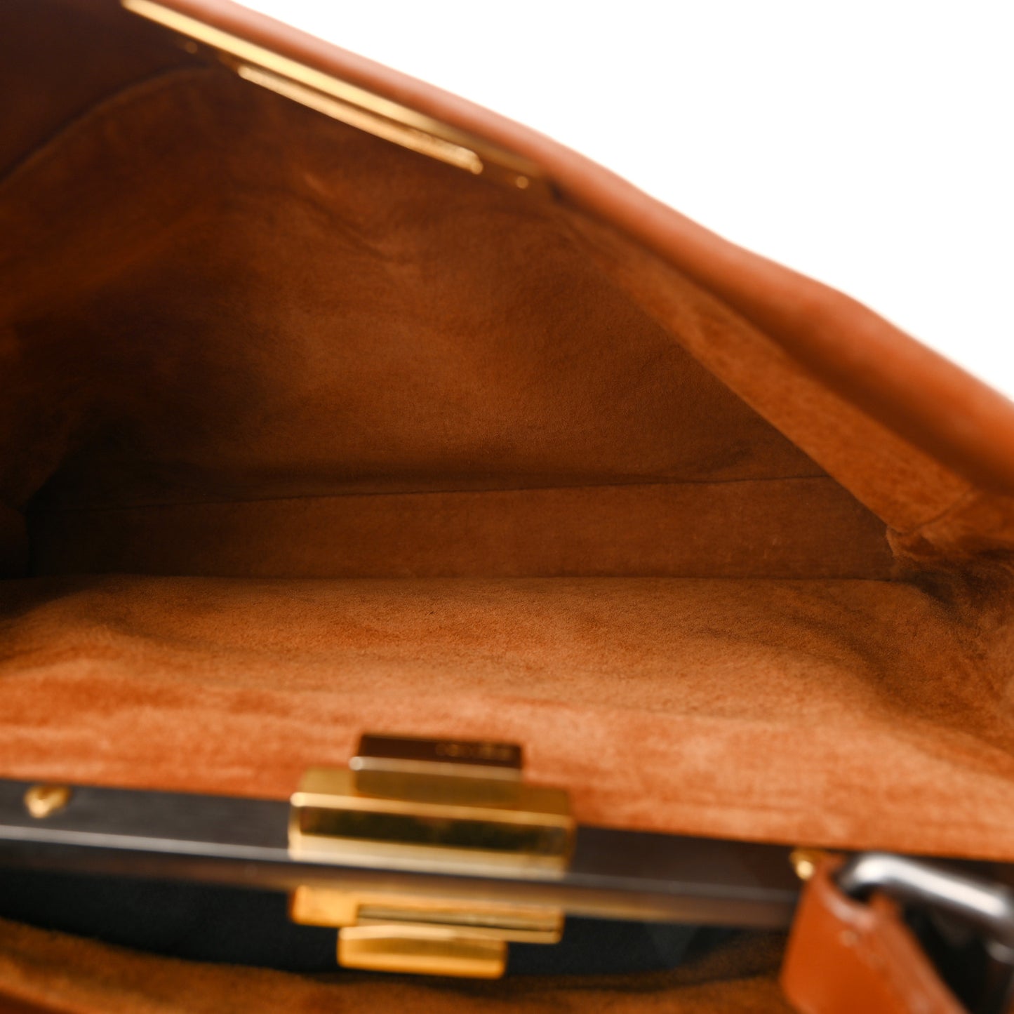 Vitello Suede Medium Peekaboo Iconic Satchel Cuoio Rame Moro