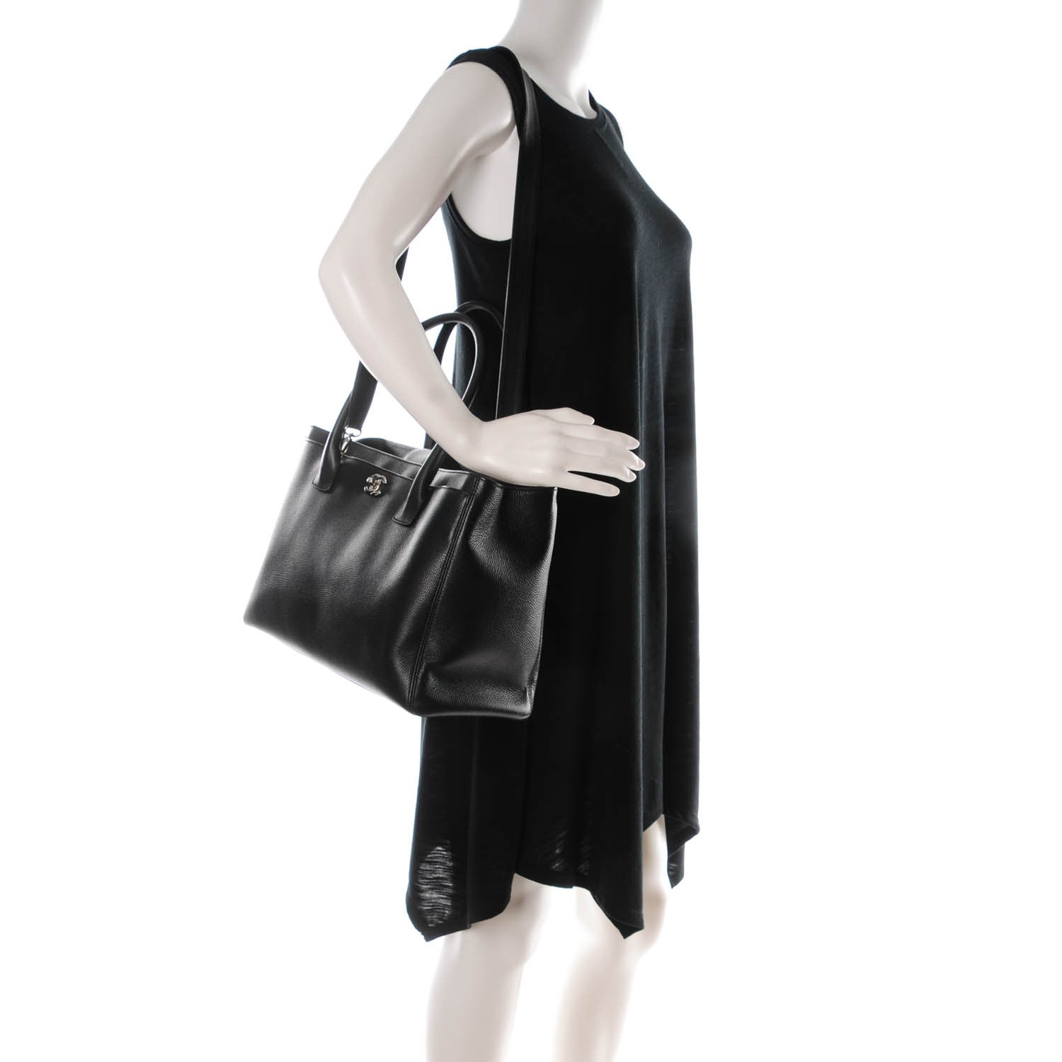Chanel Calfskin Cerf Executive Shopper Tote Black 2 of 8