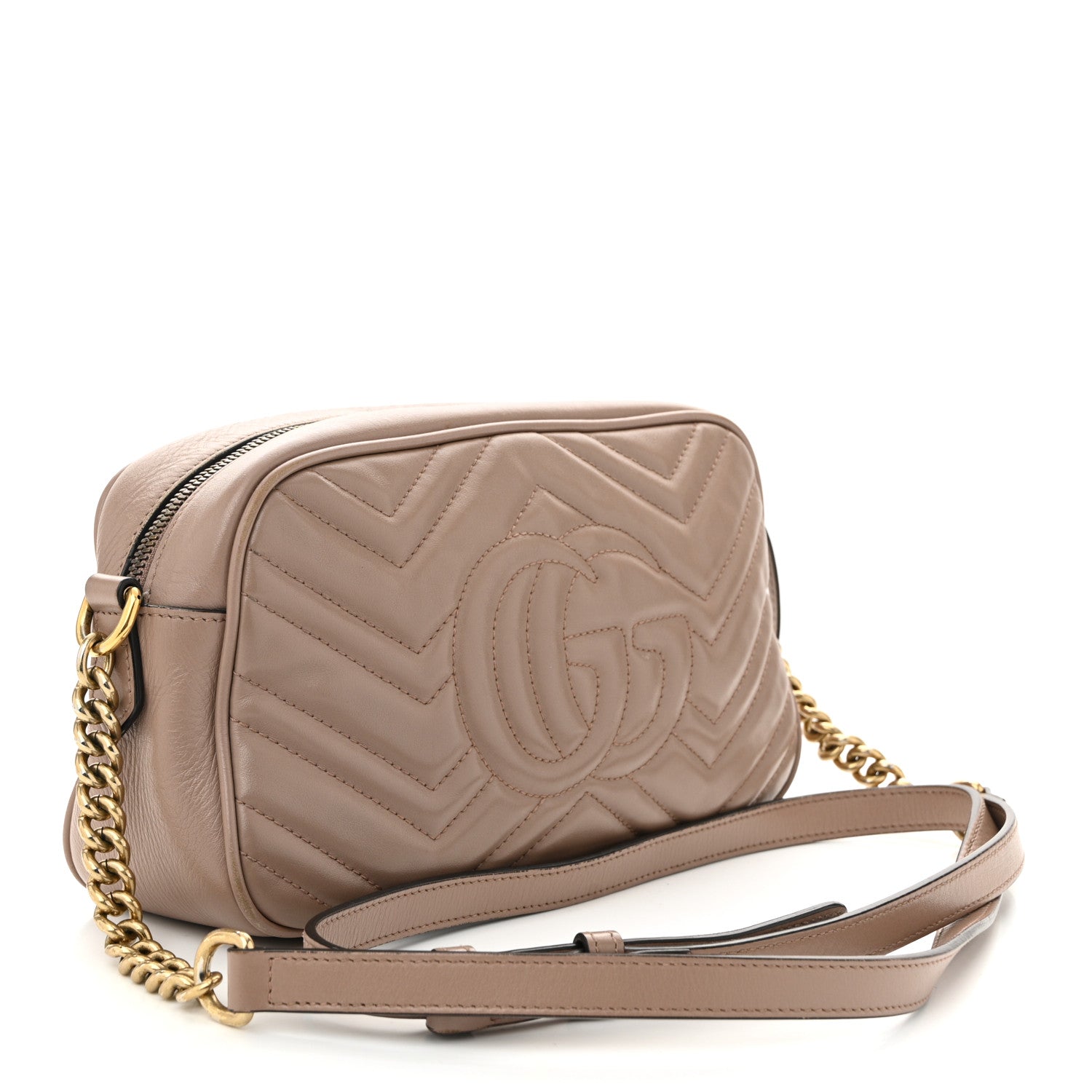 Gucci Calfskin Matelasse Small GG Marmont Chain Shoulder Bag Porcelain Rose 3 of 11