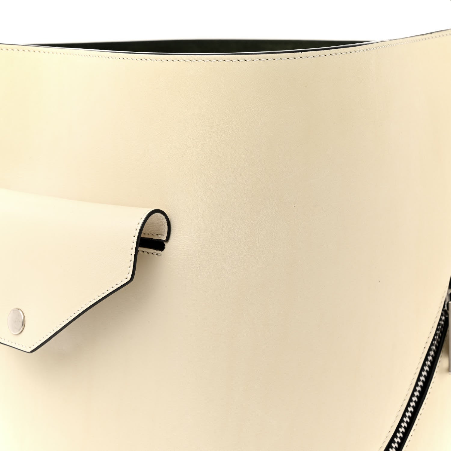 Celine Natural Calfskin Biker Bucket Shoulder Bag White Dark Green 8 of 15