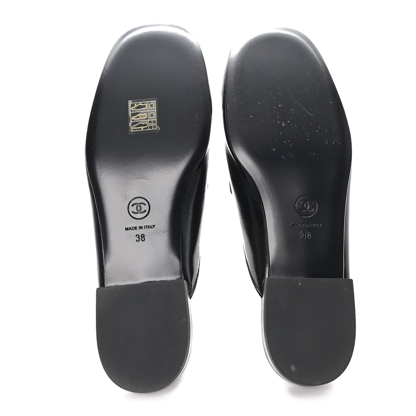Shiny Calfskin Crystal CC Mules 38 Black