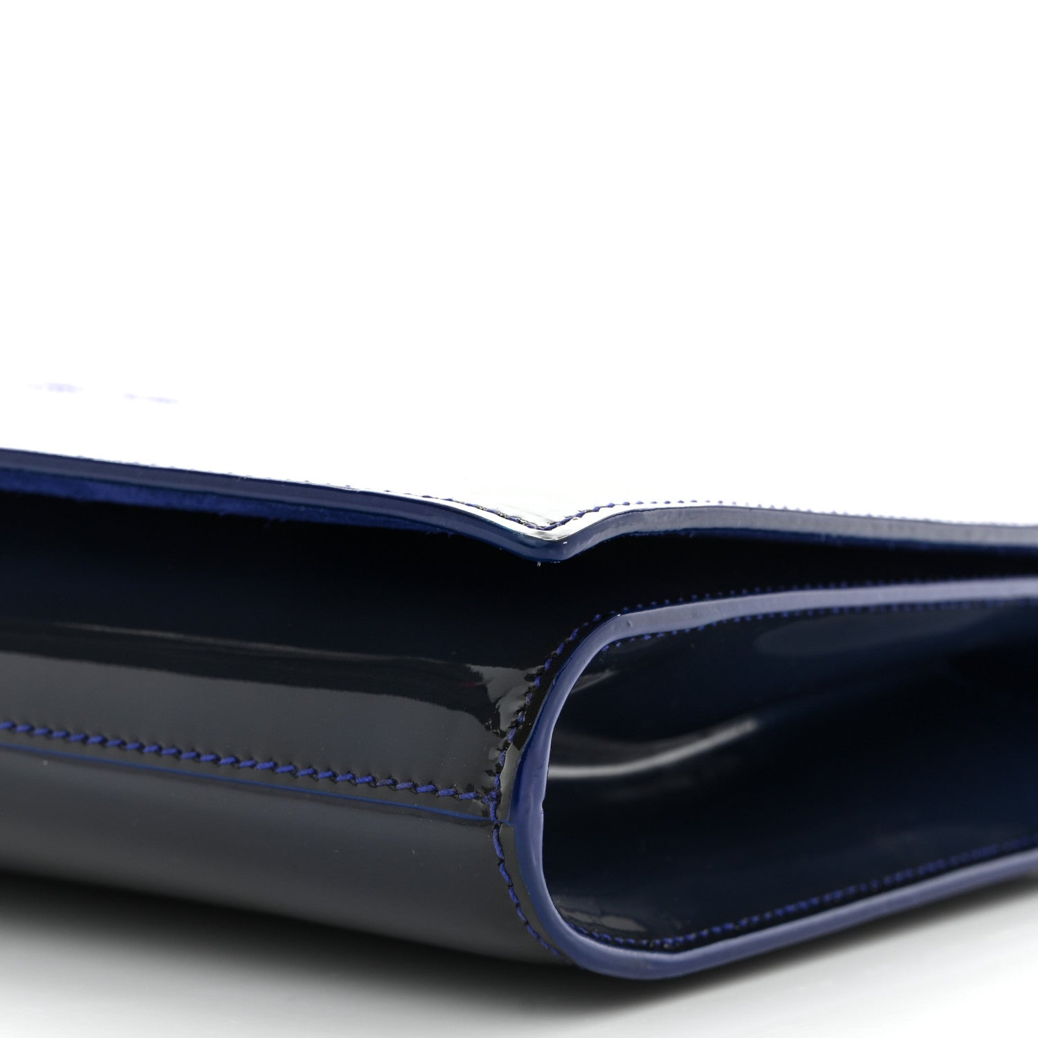 Saint Laurent Patent Calfskin Monogram Large Belle De Jour Clutch Royal Blue 9 of 12