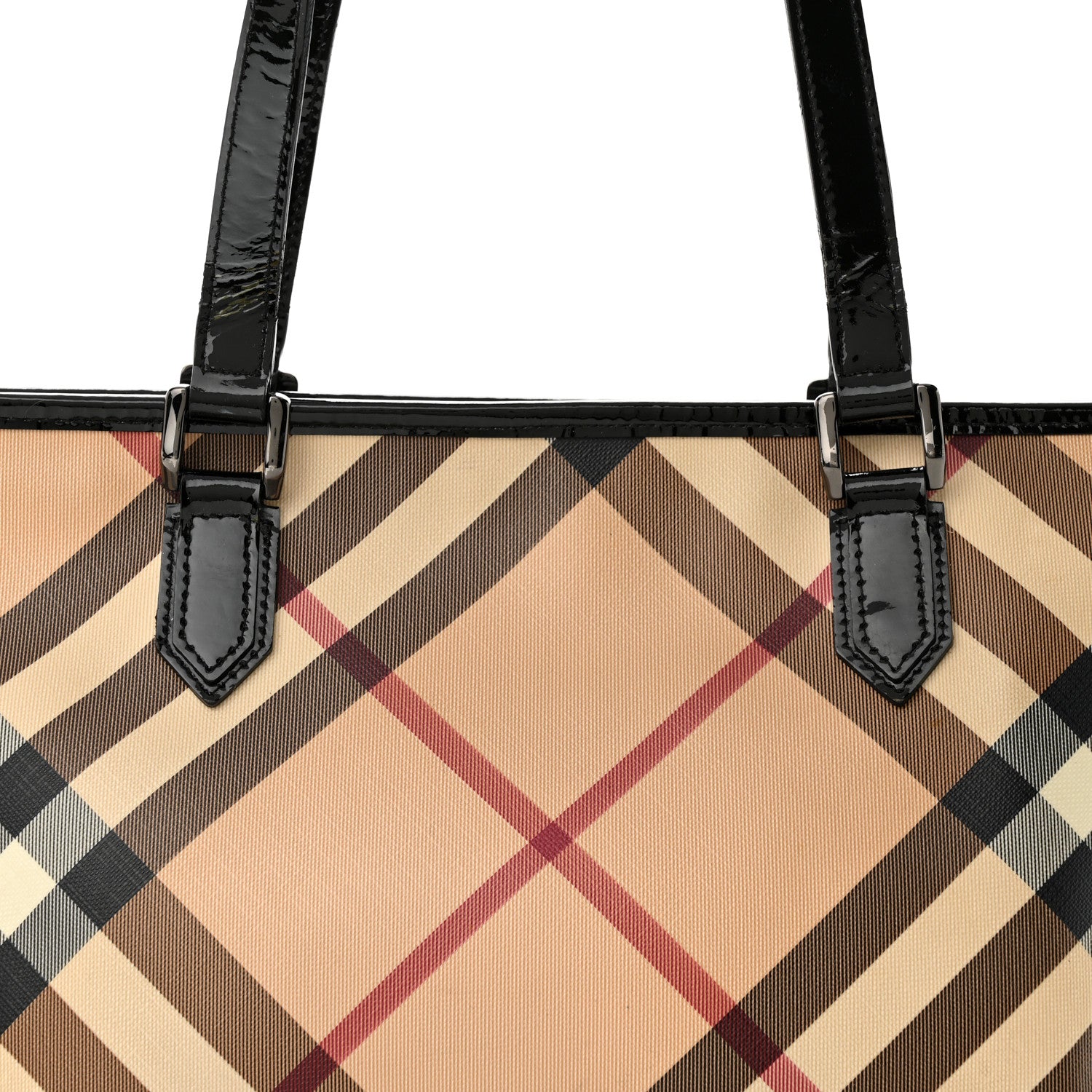 Burberry Patent Trim Nova Check Shopper Tote Black 10 of 17