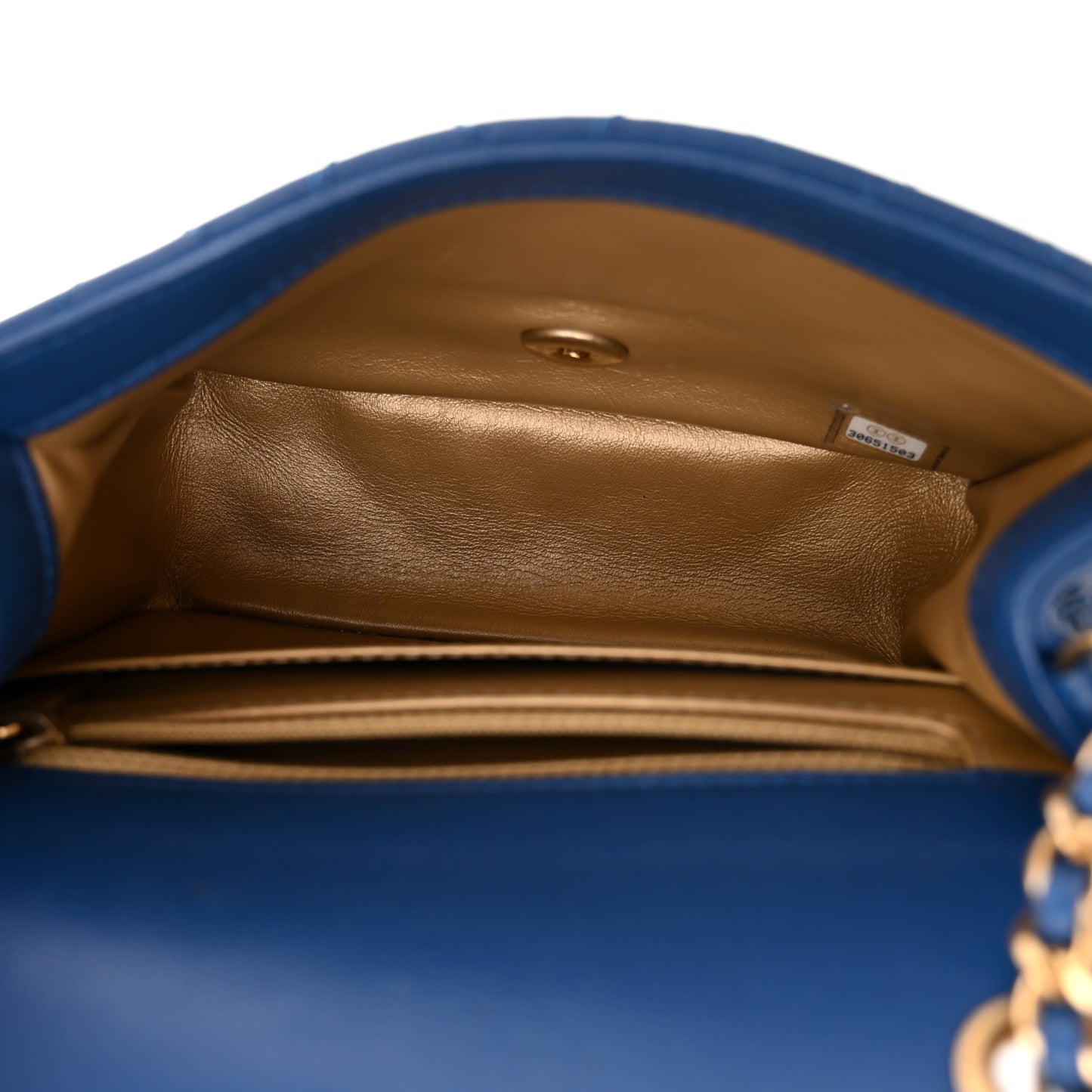 Lambskin Quilted Mini Pearl Crush Flap Blue