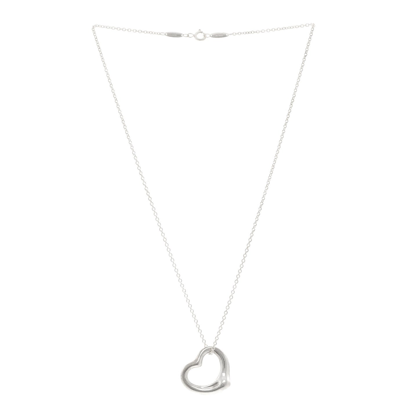 Sterling Silver 22mm Elsa Peretti Open Heart Pendant Necklace