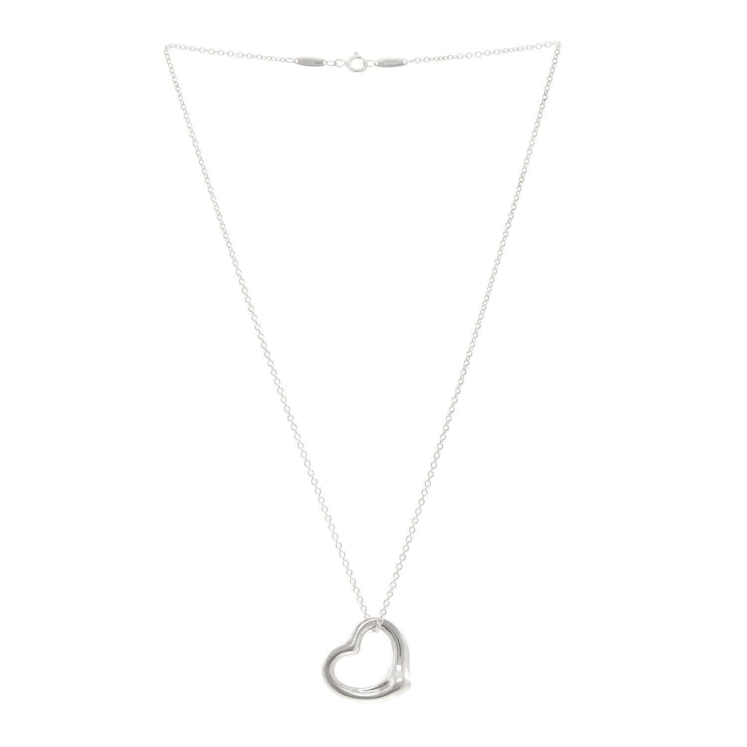 Tiffany Sterling Silver 22mm Elsa Peretti Open Heart Pendant Necklace 3 of 5