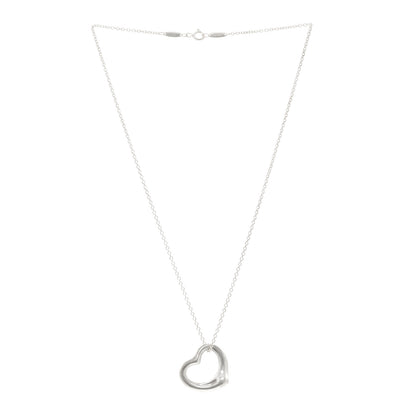 Tiffany Sterling Silver 22mm Elsa Peretti Open Heart Pendant Necklace 3 of 5