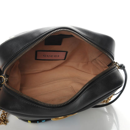 Gucci Calfskin Matelasse GucciGhost Medium GG Marmont Chain Shoulder Bag Black New Acquamarine 5 of 8