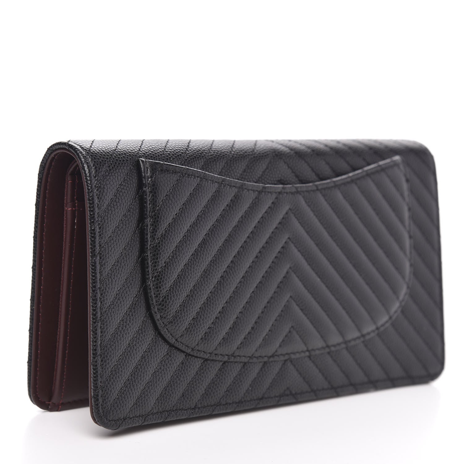 Chanel Caviar Chevron Quilted Yen Wallet Black 3 of 10