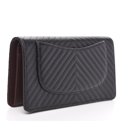 Chanel Caviar Chevron Quilted Yen Wallet Black 3 of 10