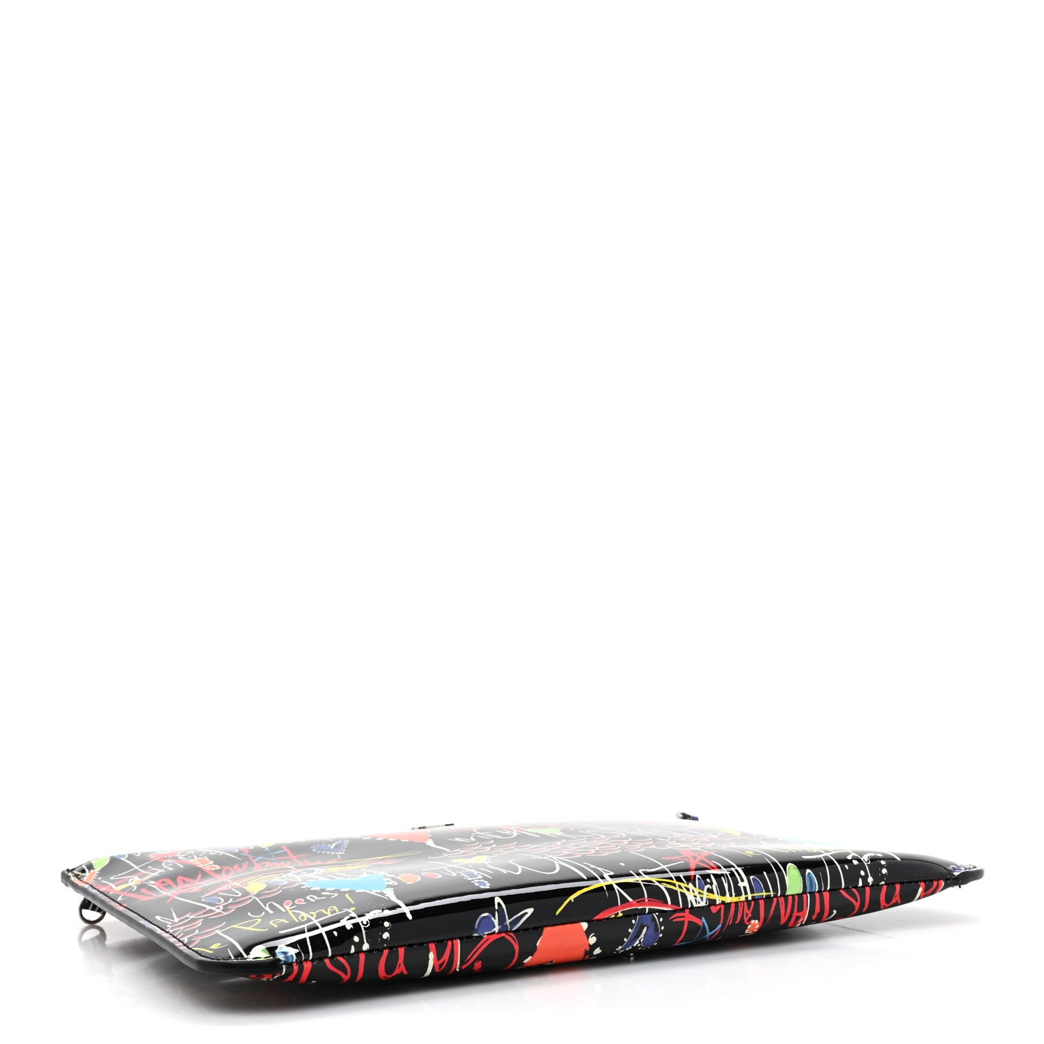 Christian Louboutin Patent Loubitag Loubiclutch Graffiti Clutch Black 4 of 8