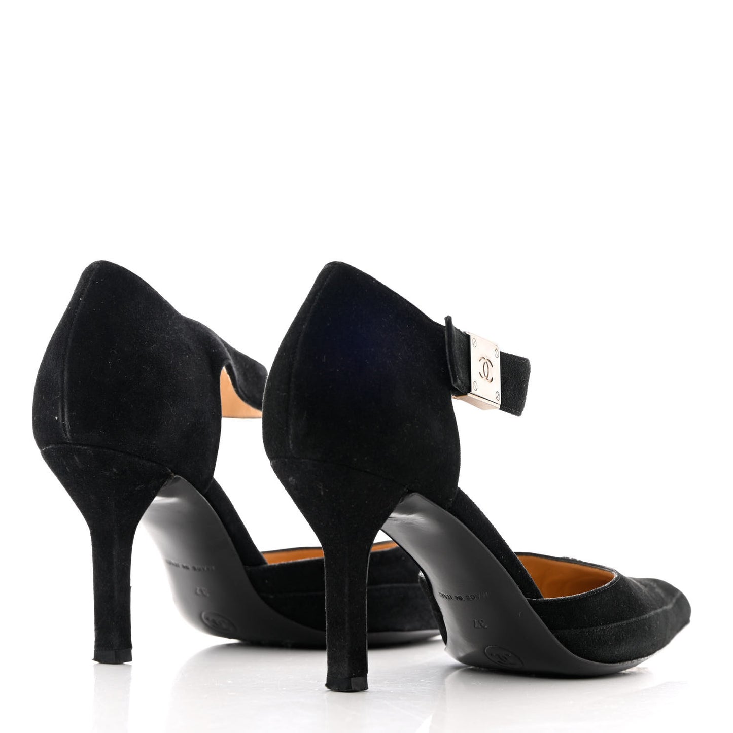 Suede CC Ankle Strap Pumps 37 Black