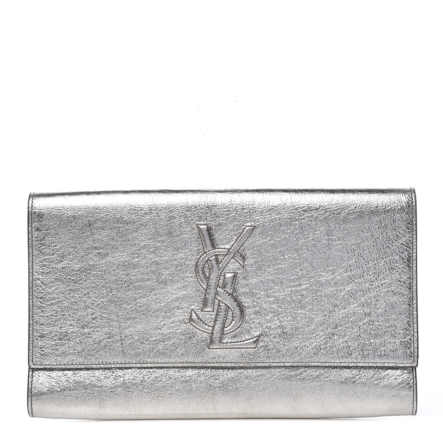 Metallic Textured Large Belle De Jour Clutch Silver