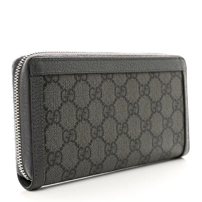 Gucci GG Supreme Monogram Textured Dollar Calfskin Ophidia Zip Around Wallet Grey Black Graphite Grey 3 of 9
