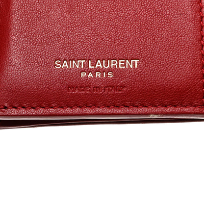 Saint Laurent Lambskin Matelasse Monogram Vicky Tri-Fold Wallet Rouge Eros 6 of 16