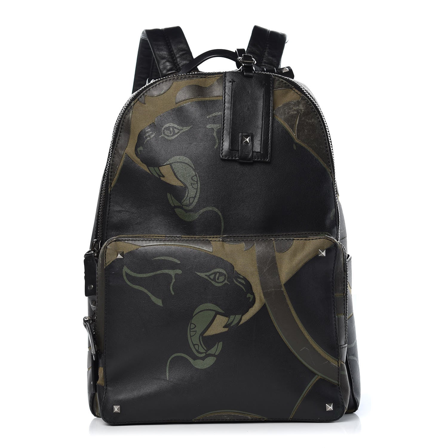 Valentino Garavani Nappa Canvas Panther Backpack Green 1 of 15