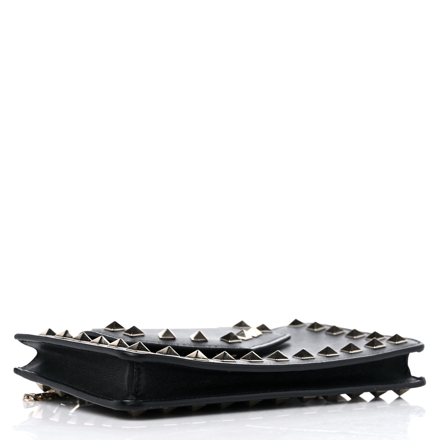 Calfskin Rockstud Phone Case With Chain Black